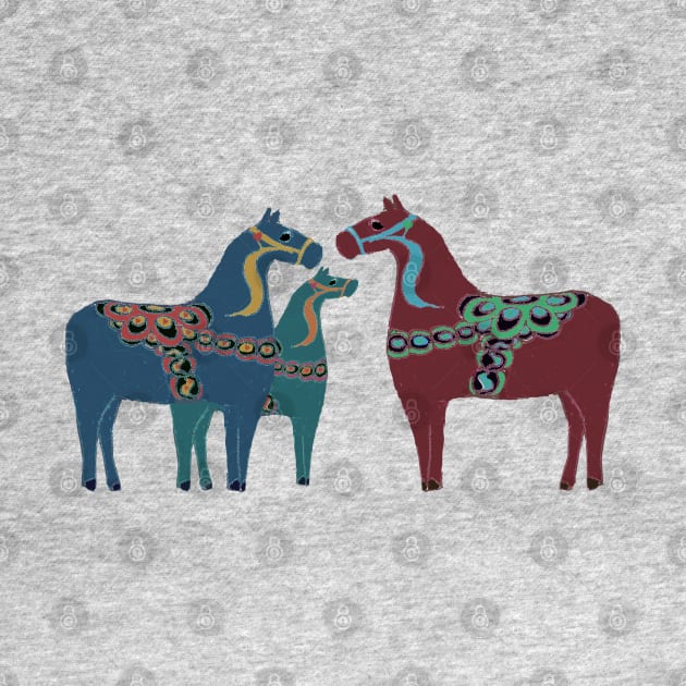 Scandinavian Dala Horse Family by Ginny Luttrell